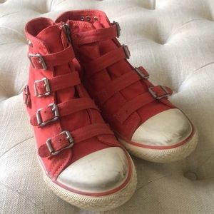 Ash red kids high top